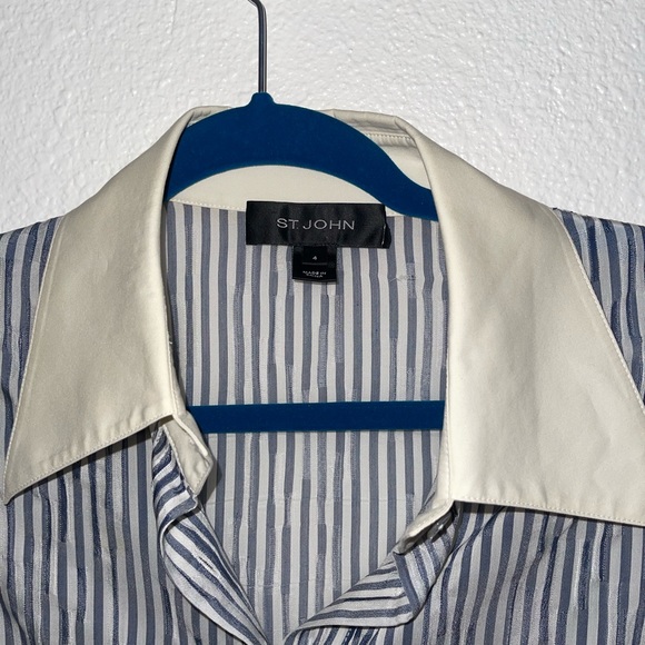 ST.JOHN stripe shirt blue beige size 4 - Picture 5 of 11